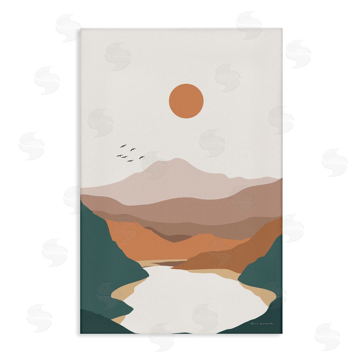 Omar Escalante Mountain Valley Lake Canvas Wall Art Print