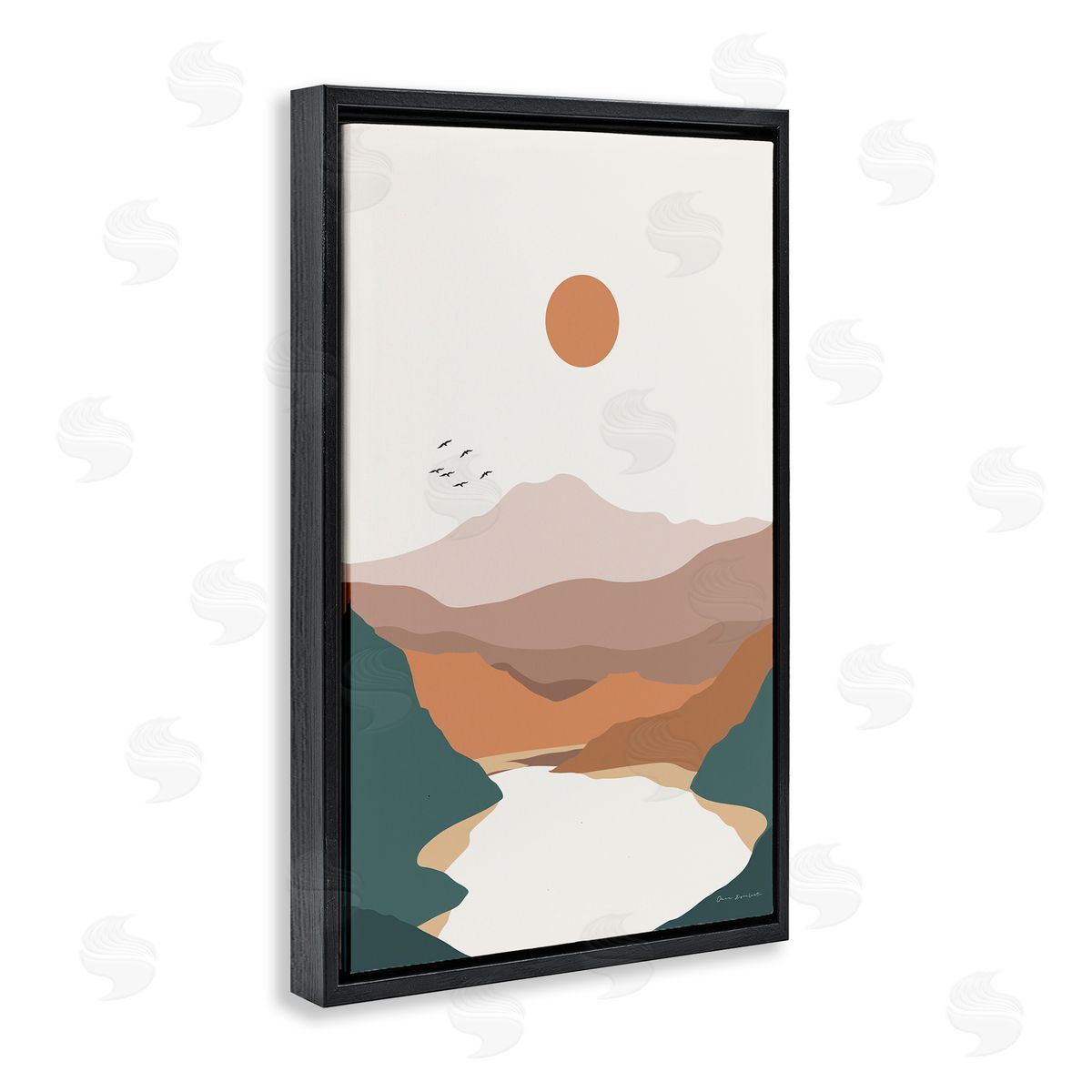 Omar Escalante Mountain Valley Lake Black Floating Frame Canvas Wall Art Print