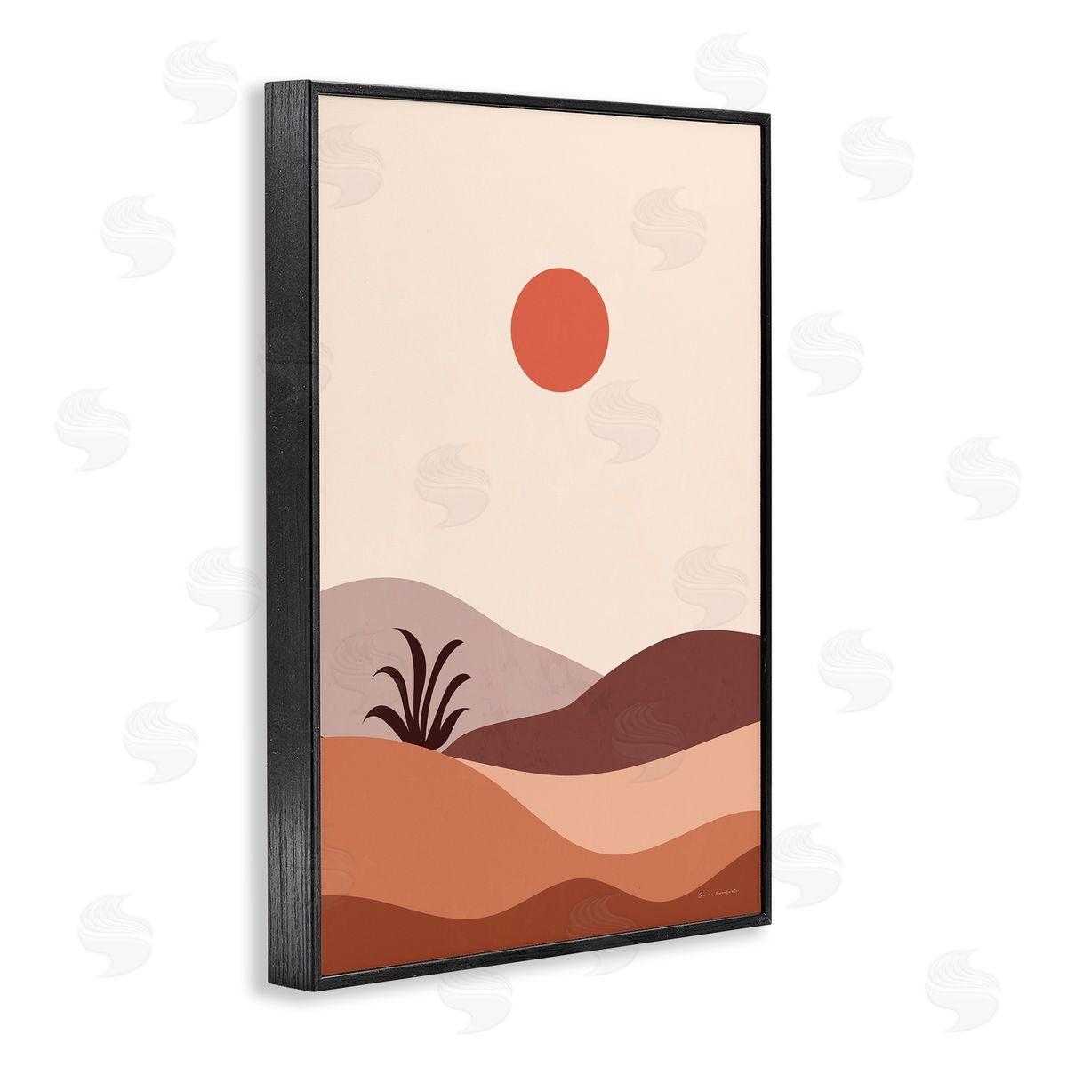 Omar Escalante Boho Desert with Plant Black Framed Giclee Wall Art Print