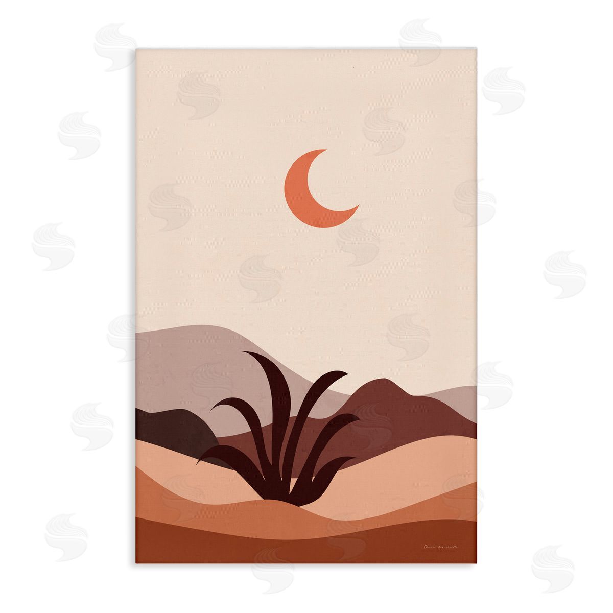 Omar Escalante Moon Over Desert Scene Canvas Wall Art Print