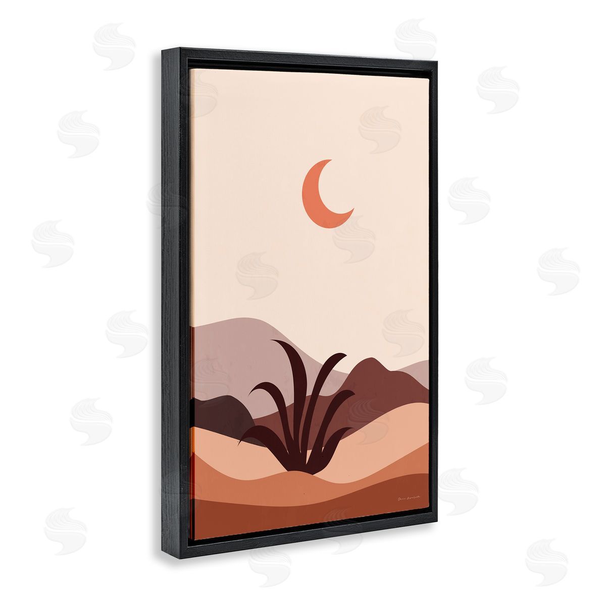 Omar Escalante Moon Over Desert Scene Black Floating Frame Canvas Wall Art Print
