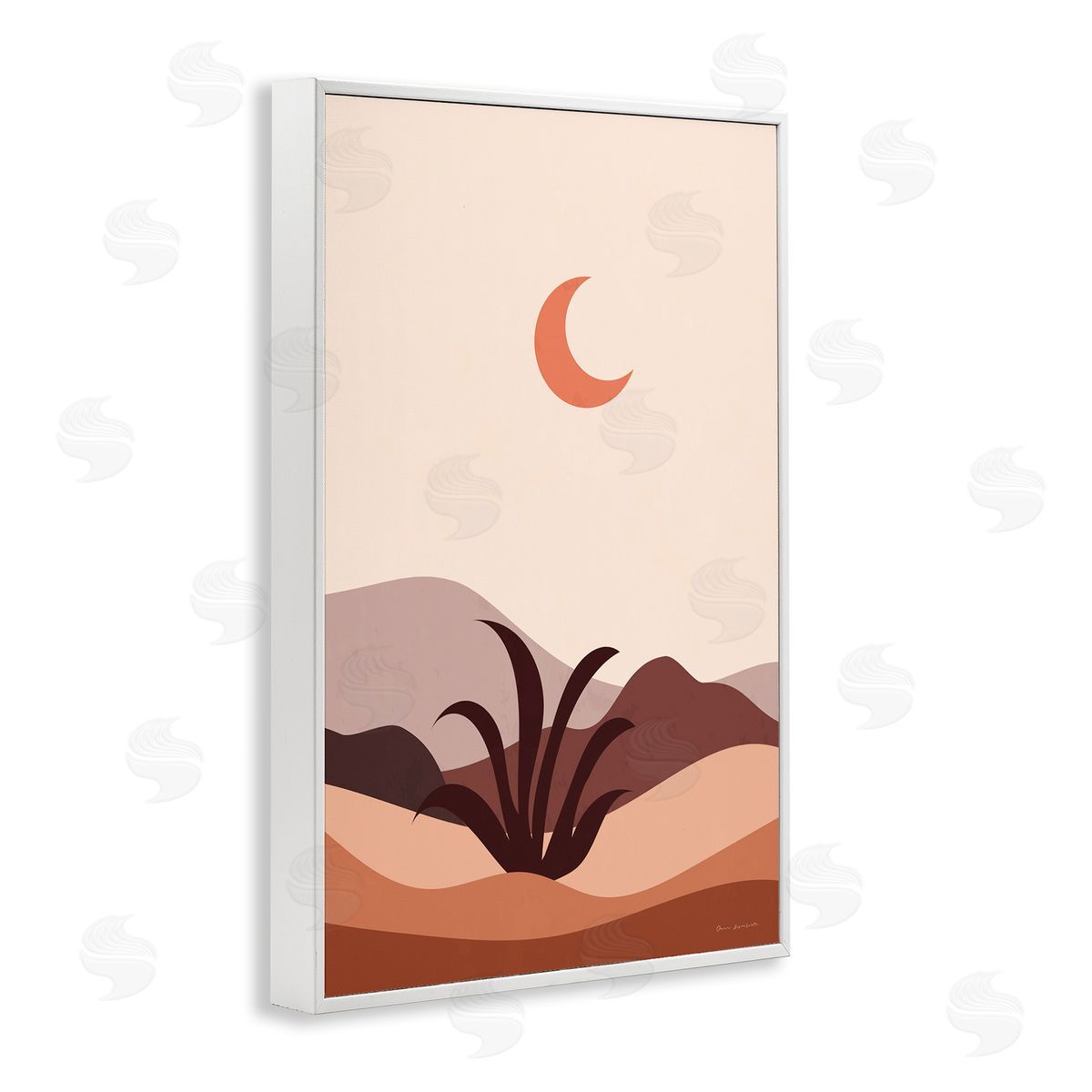 Omar Escalante Moon Over Desert Scene White Framed Giclee Wall Art Print