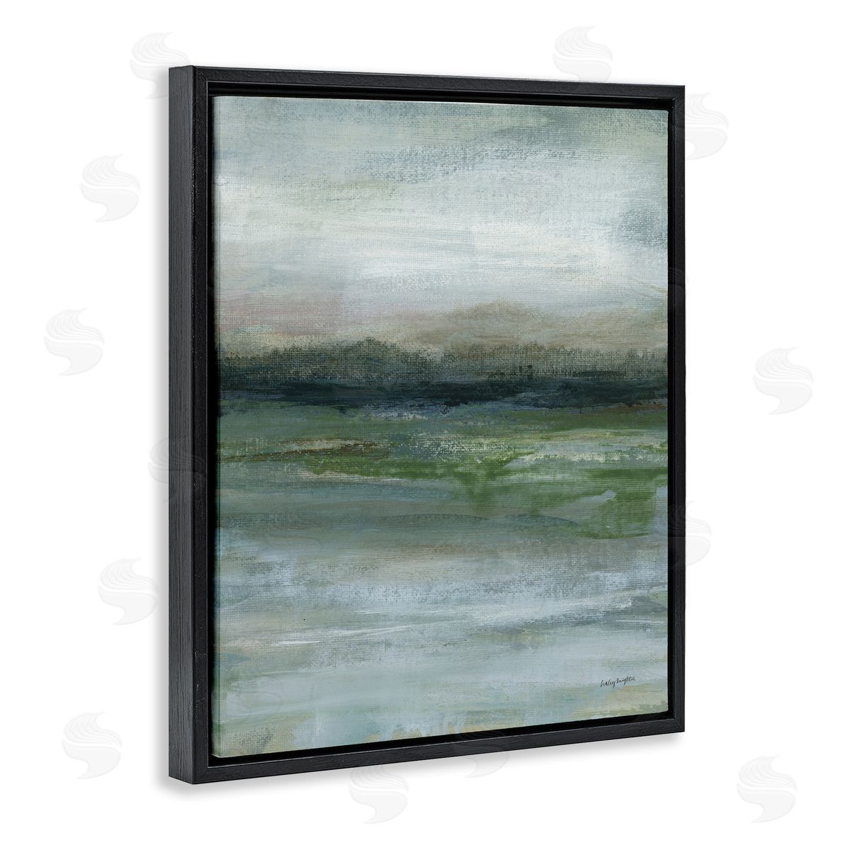 Haley Knighten Abstract Landscape View Black Floating Frame Canvas Wall Art Print