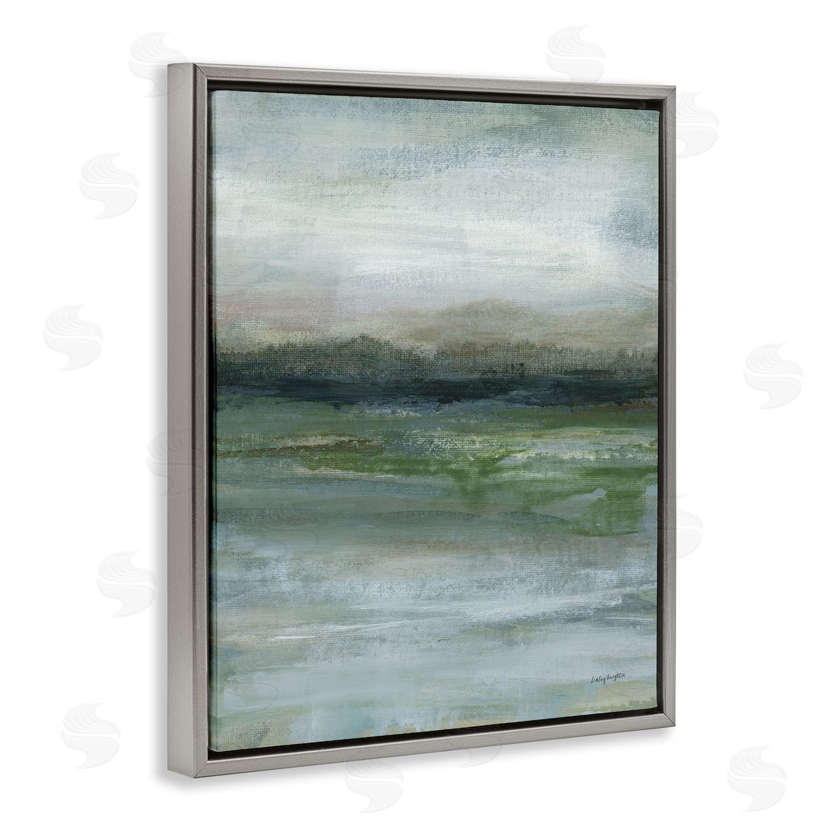 Haley Knighten Abstract Landscape View Gray Floating Frame Canvas Wall Art Print