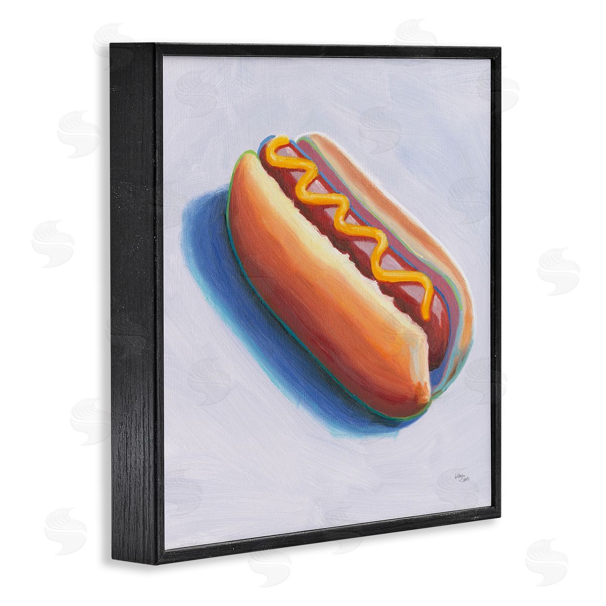 Wellington Studio Hot Dog with Mustard Black Framed Giclee Wall Art Print