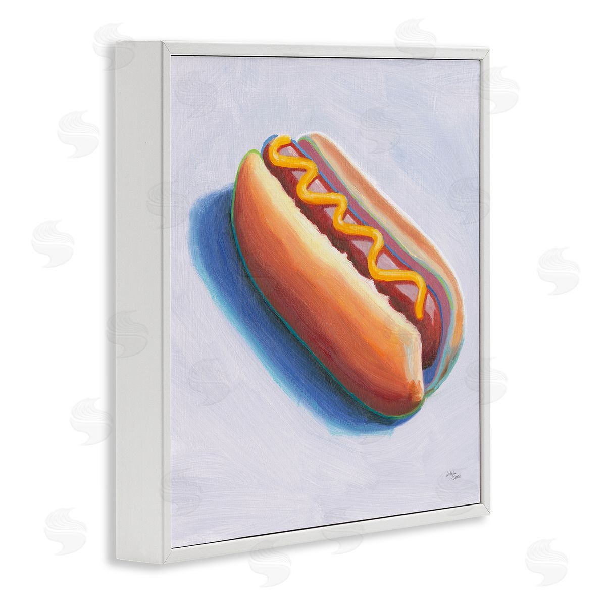 Wellington Studio Hot Dog with Mustard White Framed Giclee Wall Art Print