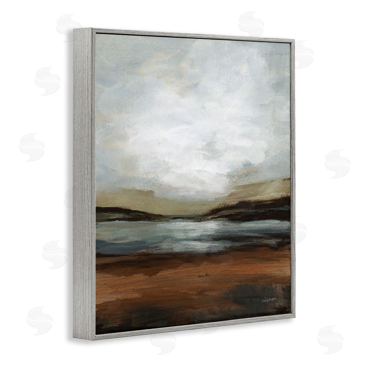 Haley Knighten Copper Creek Landscape Gray Framed Giclee Wall Art Print