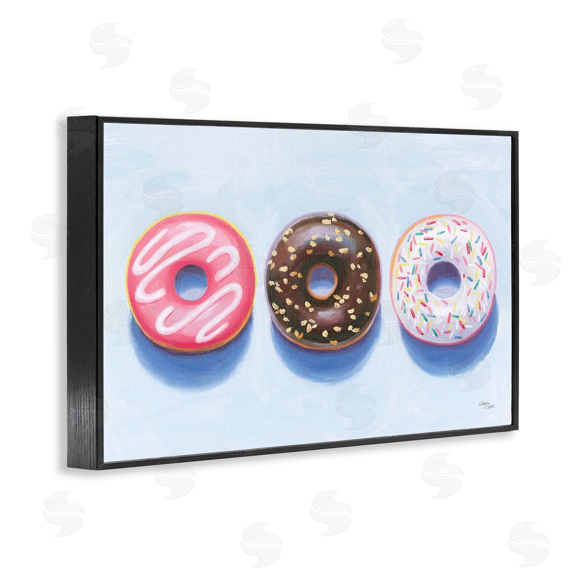 Wellington Studio Three Doughnuts Trio Black Framed Giclee Wall Art Print