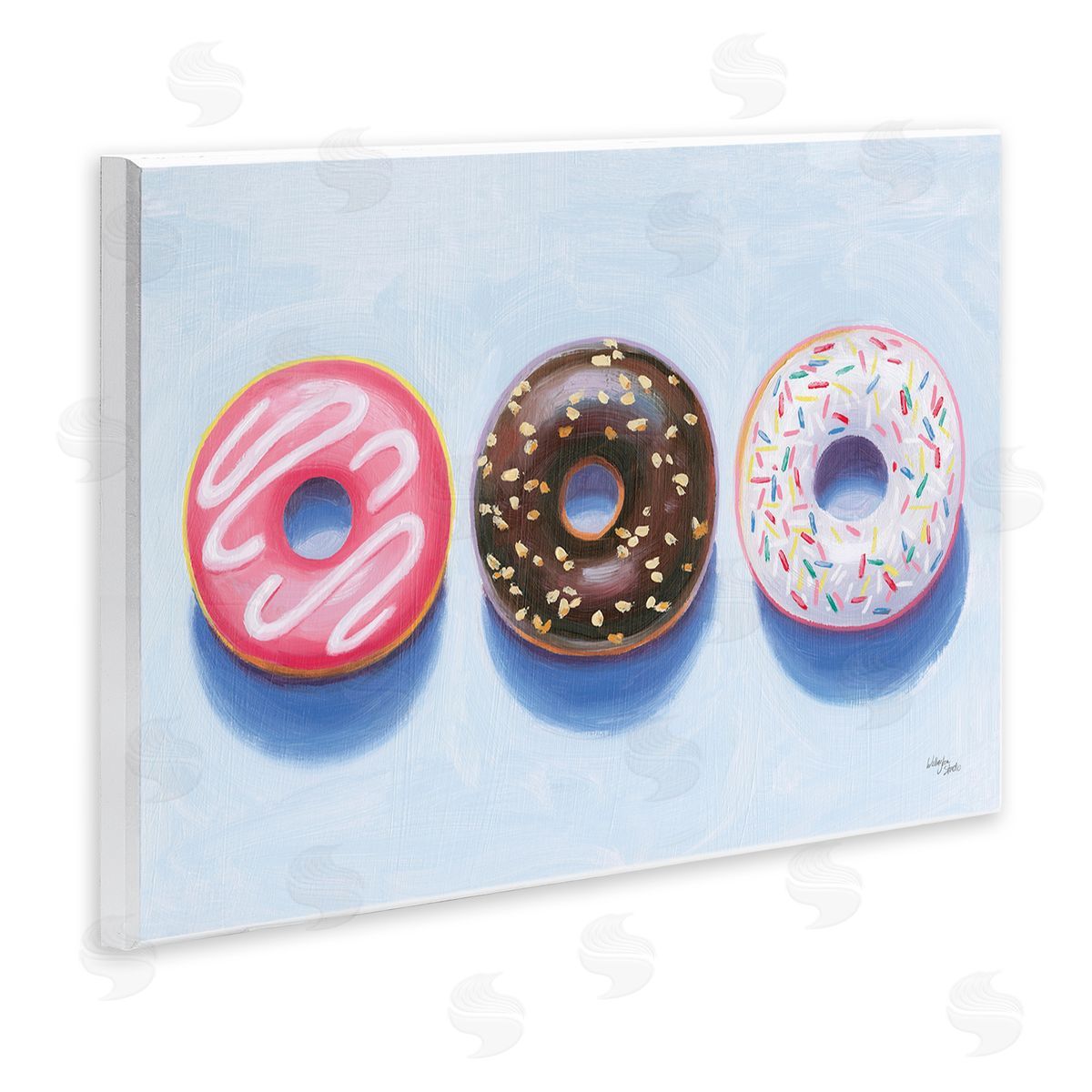 Wellington Studio Three Doughnuts Trio Wooden Wall Plaque Art Print