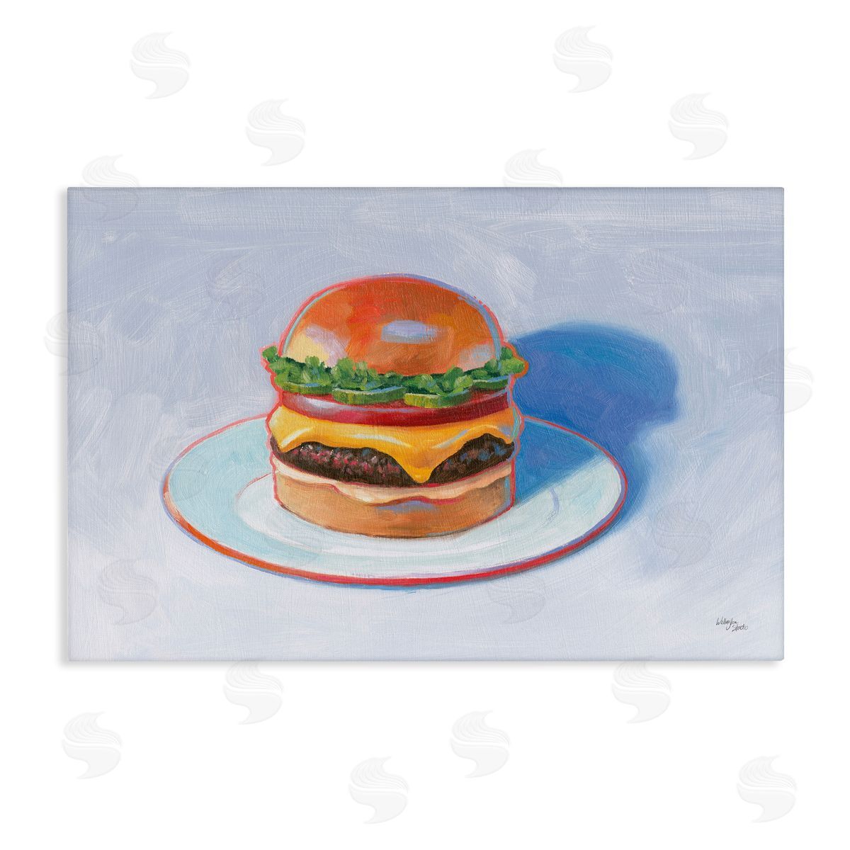 Wellington Studio Burger on Plate Canvas Wall Art Print