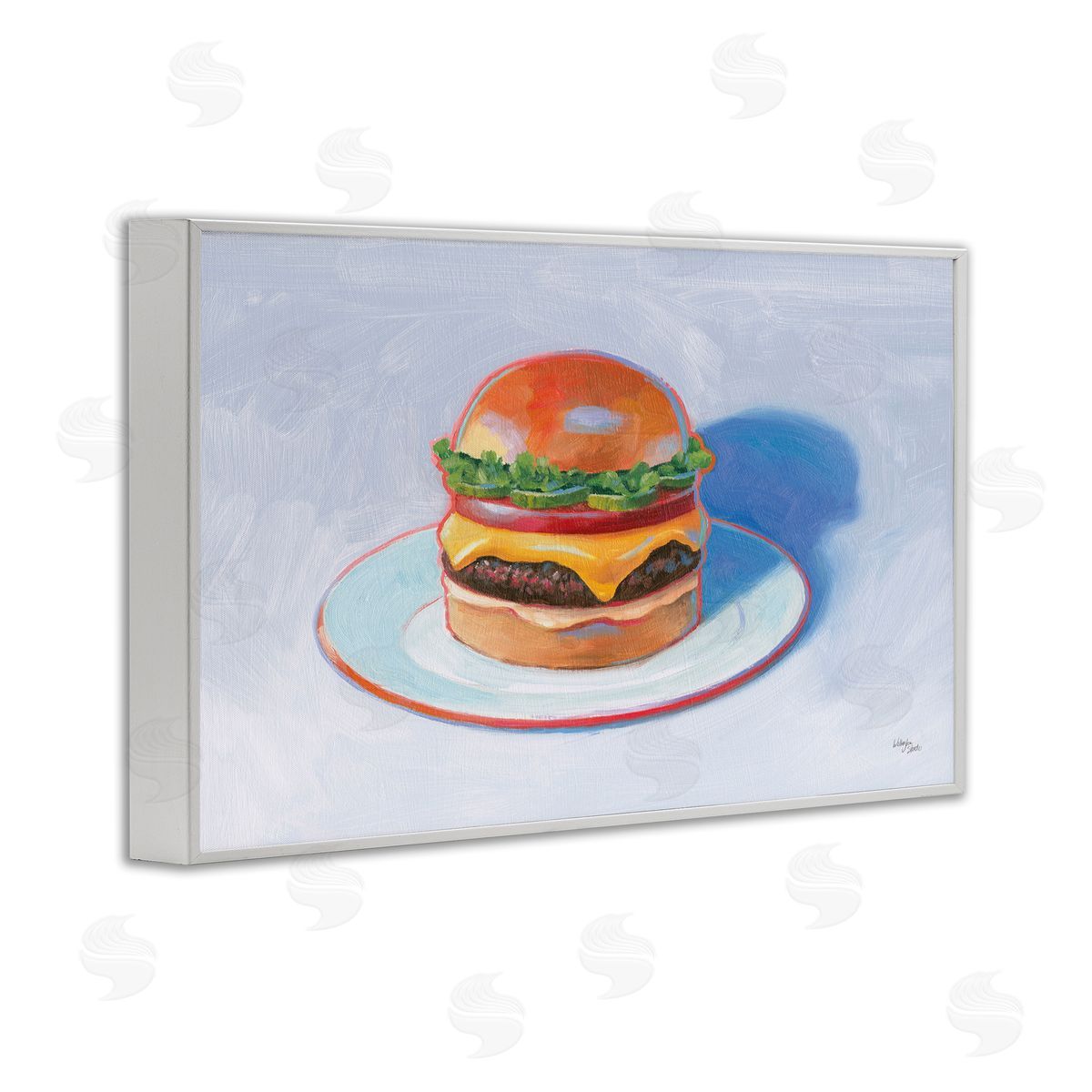 Wellington Studio Burger on Plate White Framed Giclee Wall Art Print