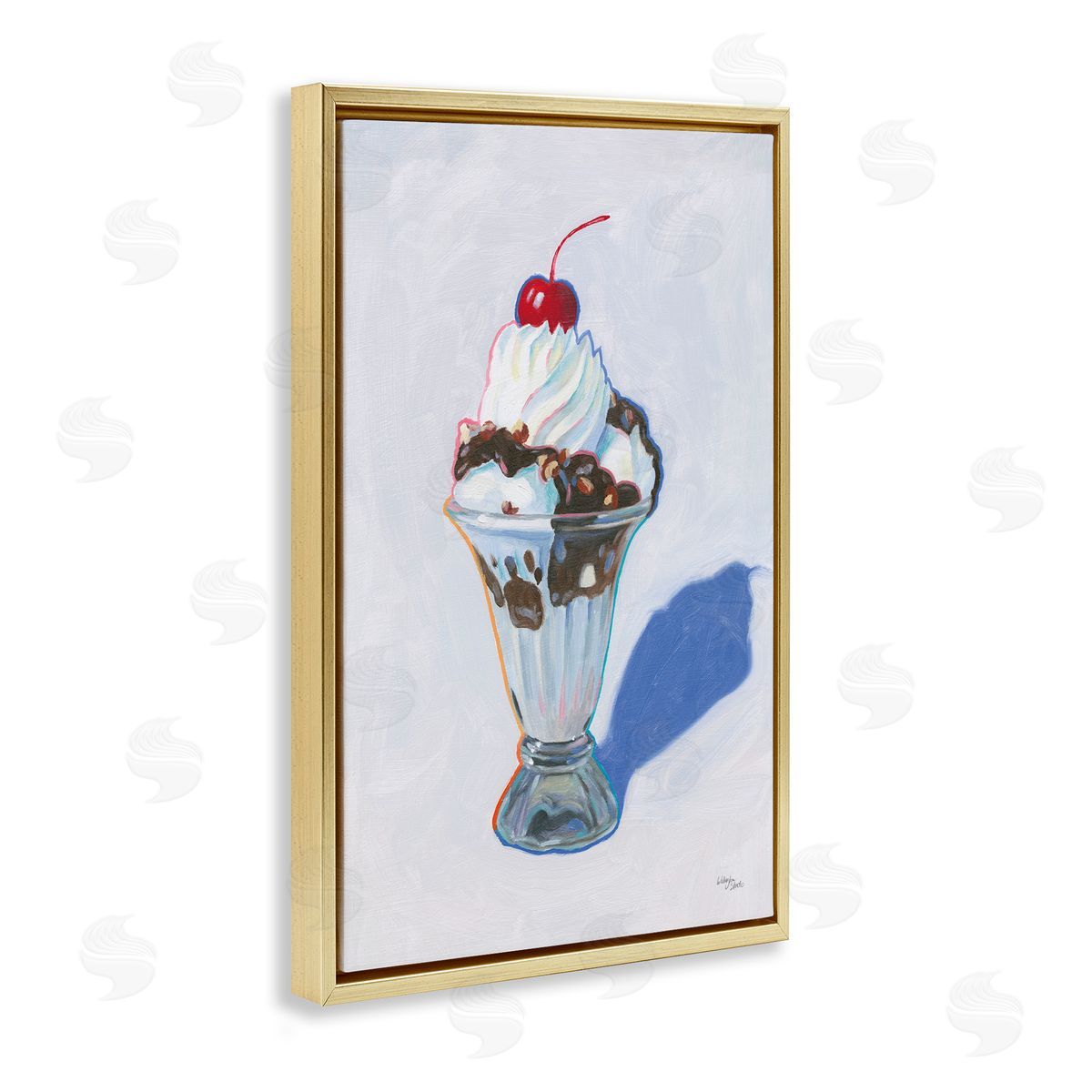 Wellington Studio Ice Cream Sundae Gold Floating Frame Canvas Wall Art Print