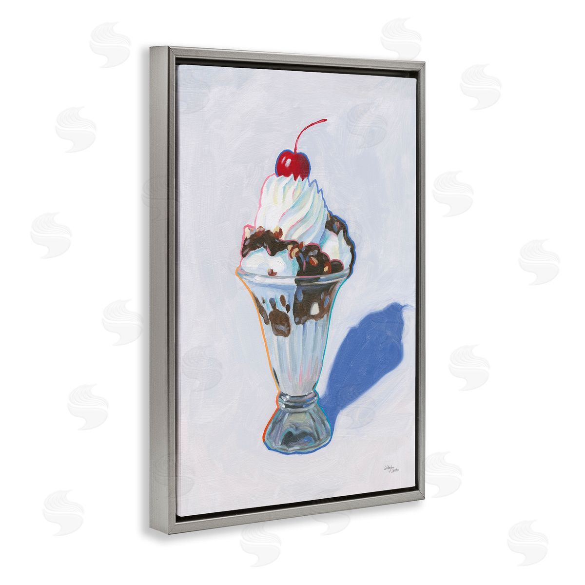 Wellington Studio Ice Cream Sundae Gray Floating Frame Canvas Wall Art Print