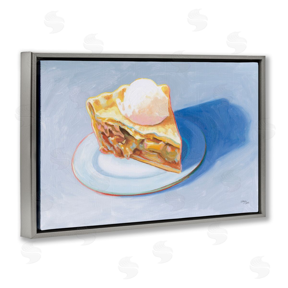 Wellington Studio Apple Pie Still Life Gray Floating Frame Canvas Wall Art Print