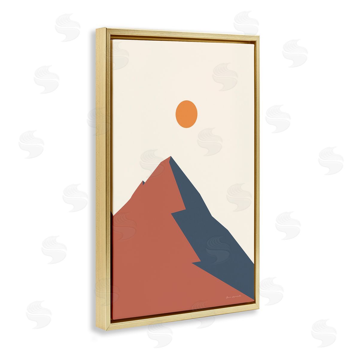 Omar Escalante Neutral Boho Peak Gold Floating Frame Canvas Wall Art Print