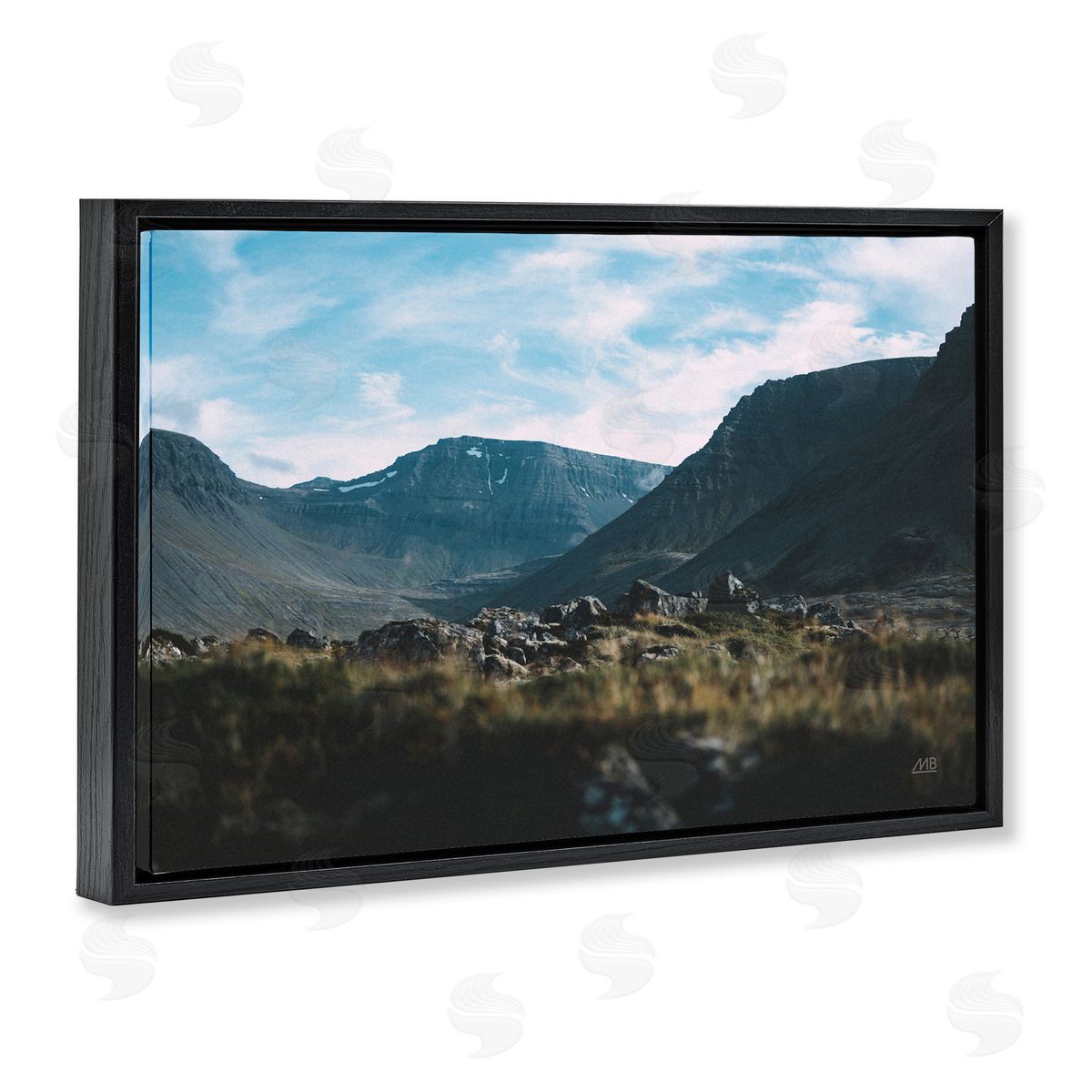 Max Blakesberg Studios Iceland Hike Landscape Black Floating Frame Canvas Wall Art Print