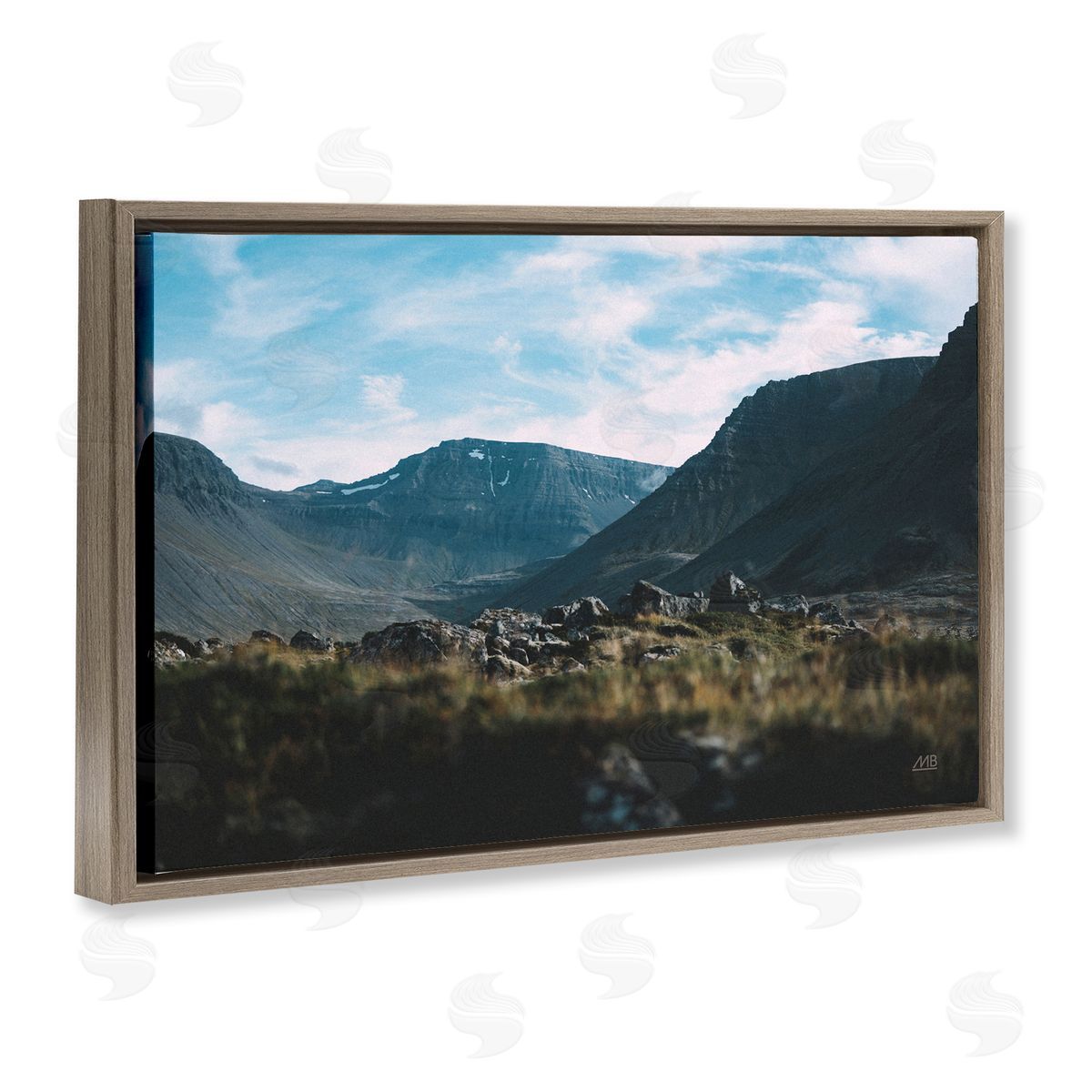 Max Blakesberg Studios Iceland Hike Landscape Brown Floating Frame Canvas Wall Art Print