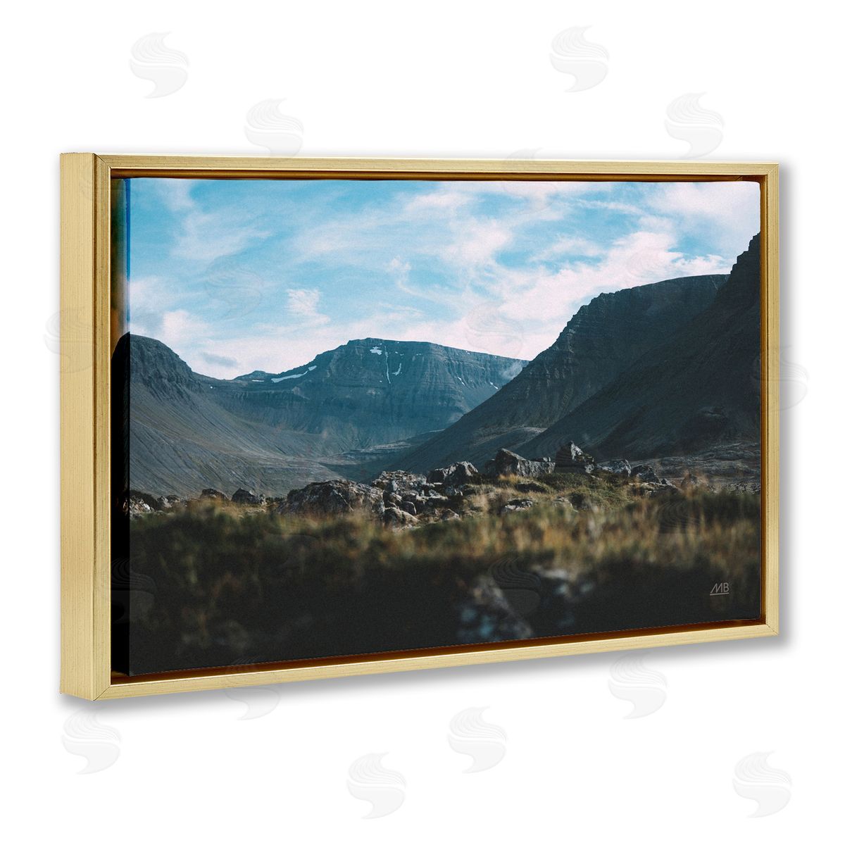 Max Blakesberg Studios Iceland Hike Landscape Gold Floating Frame Canvas Wall Art Print