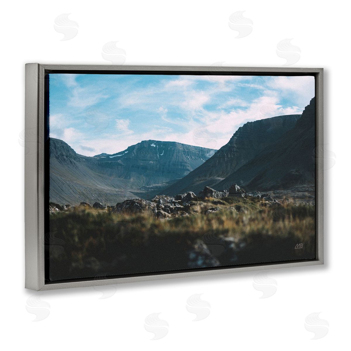 Max Blakesberg Studios Iceland Hike Landscape Gray Floating Frame Canvas Wall Art Print