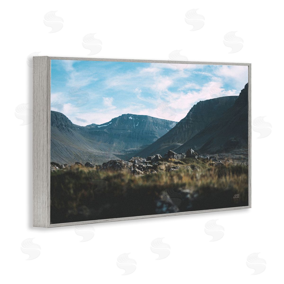 Max Blakesberg Studios Iceland Hike Landscape Gray Framed Giclee Wall Art Print