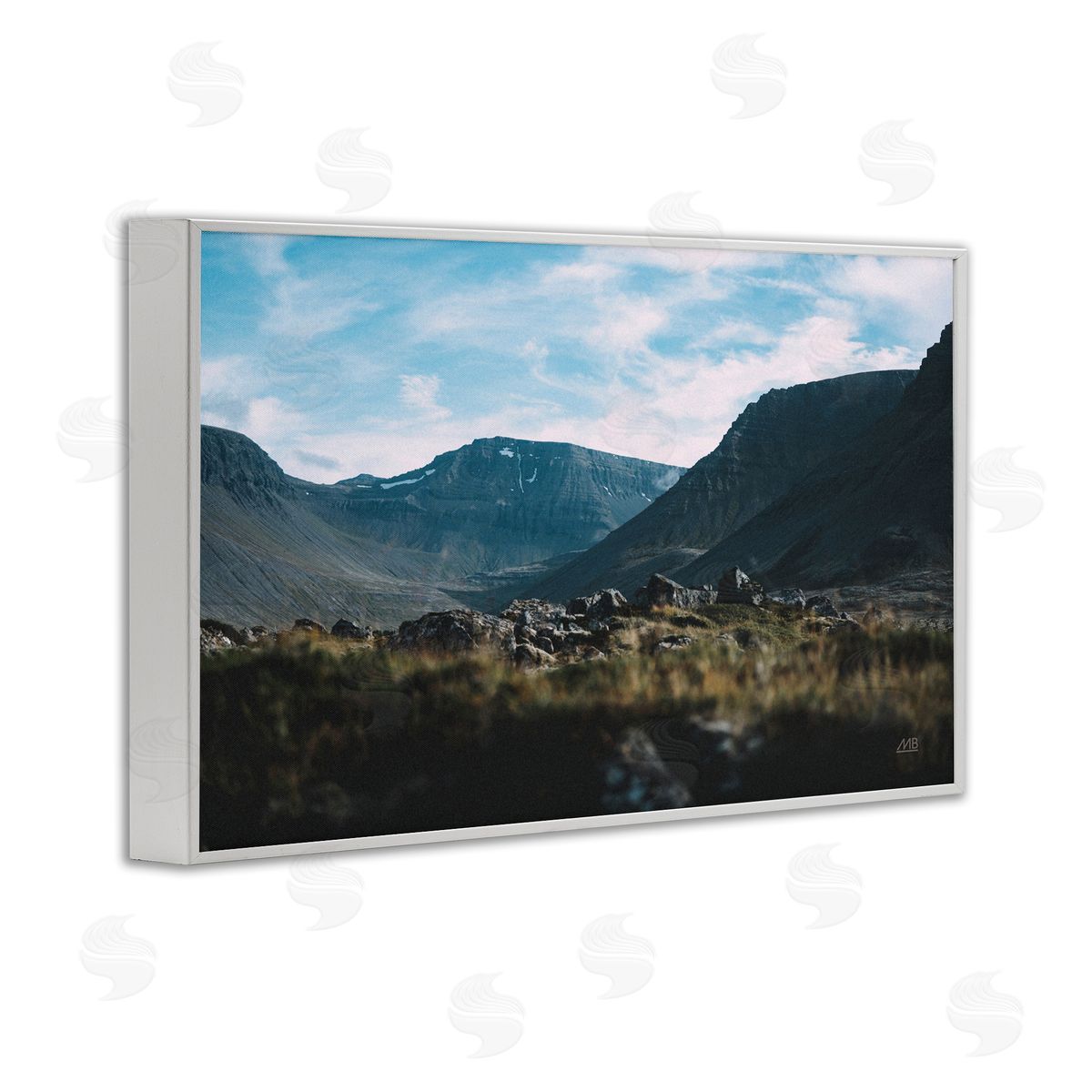 Max Blakesberg Studios Iceland Hike Landscape White Framed Giclee Wall Art Print