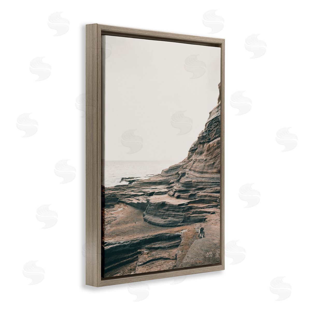 Max Blakesberg Studios Rocky Hawaiian Shore Brown Floating Frame Canvas Wall Art Print