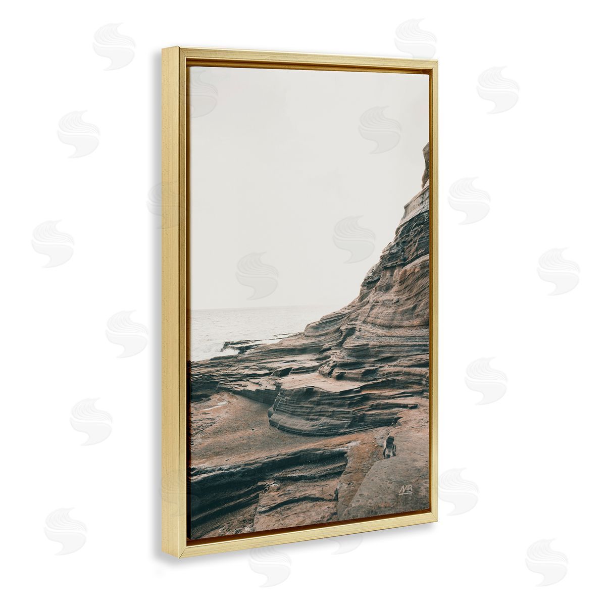 Max Blakesberg Studios Rocky Hawaiian Shore Gold Floating Frame Canvas Wall Art Print