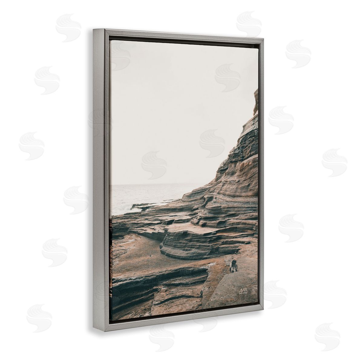 Max Blakesberg Studios Rocky Hawaiian Shore Gray Floating Frame Canvas Wall Art Print