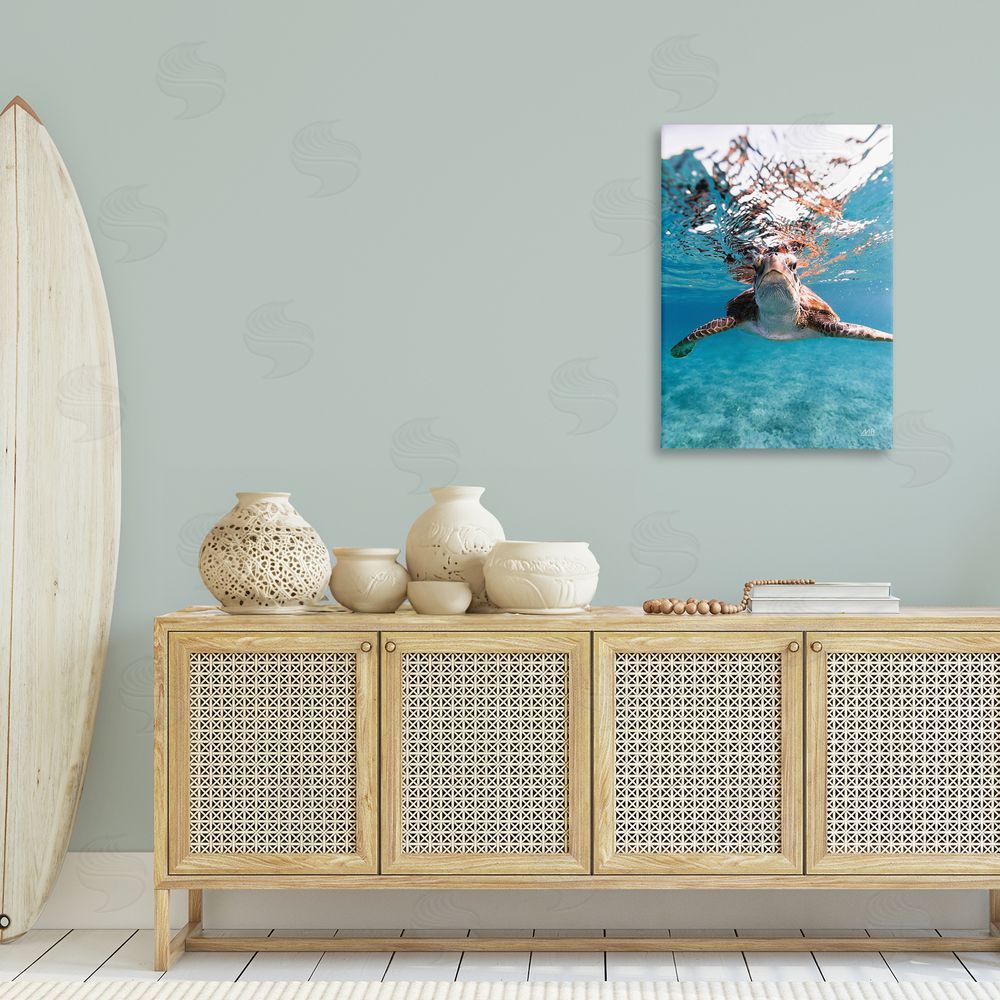 Max Blakesberg Studios Hello Sea Turtle Splash Canvas Wall Art Print in Room