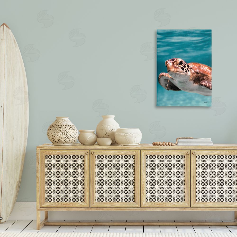Max Blakesberg Studios Underwater Sea Turtle Swim Canvas Wall Art Print in Room