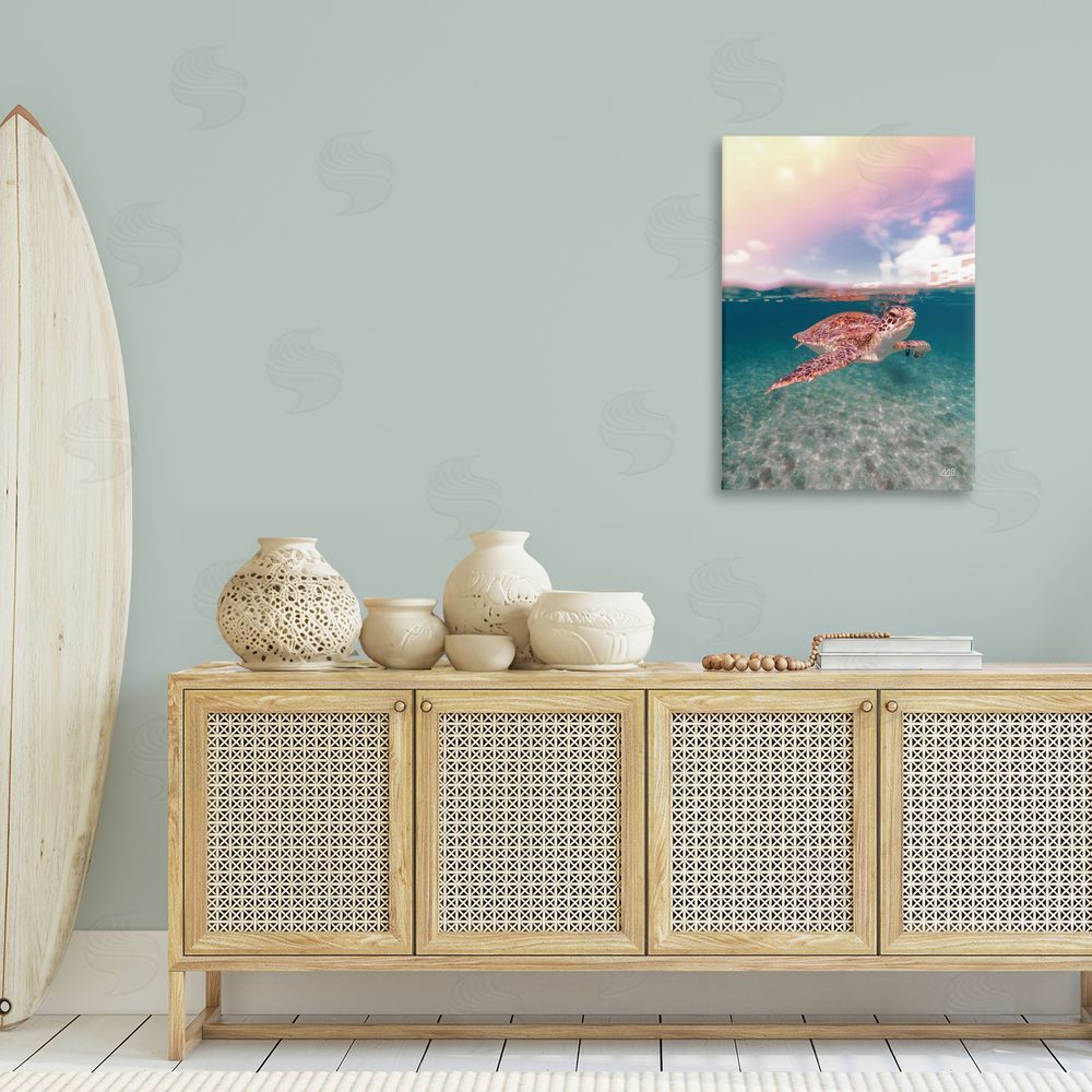 Max Blakesberg Studios Above & Below Sea Turtle Canvas Wall Art Print in Room