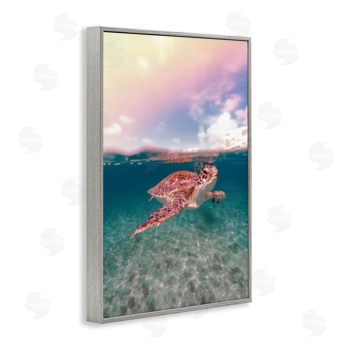 Max Blakesberg Studios Above & Below Sea Turtle Gray Framed Giclee Wall Art Print