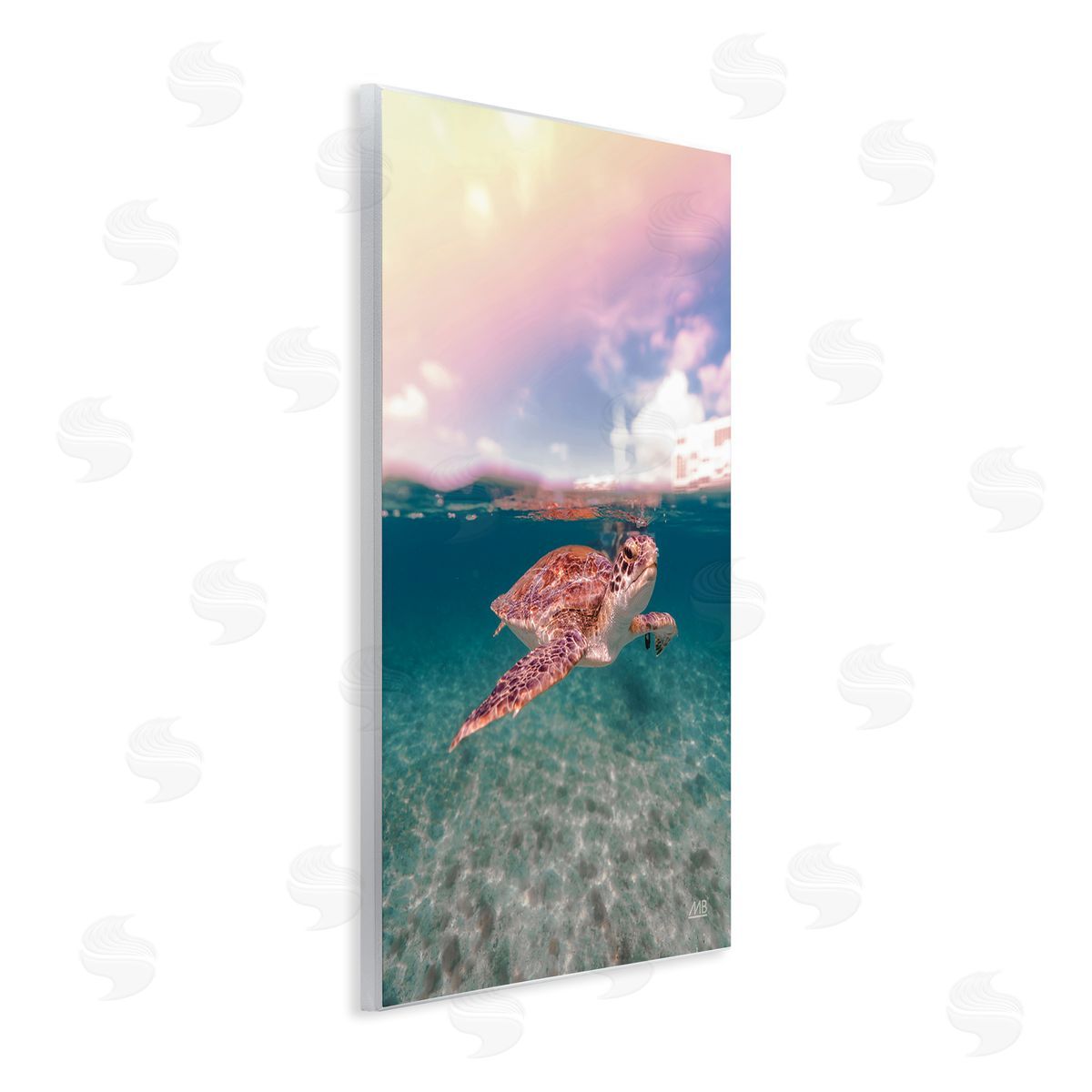 Max Blakesberg Studios Above & Below Sea Turtle Wooden Wall Plaque Art Print