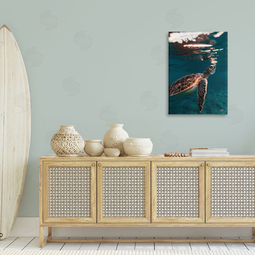 Max Blakesberg Studios Blowing Bubbles Turtle Canvas Wall Art Print in Room