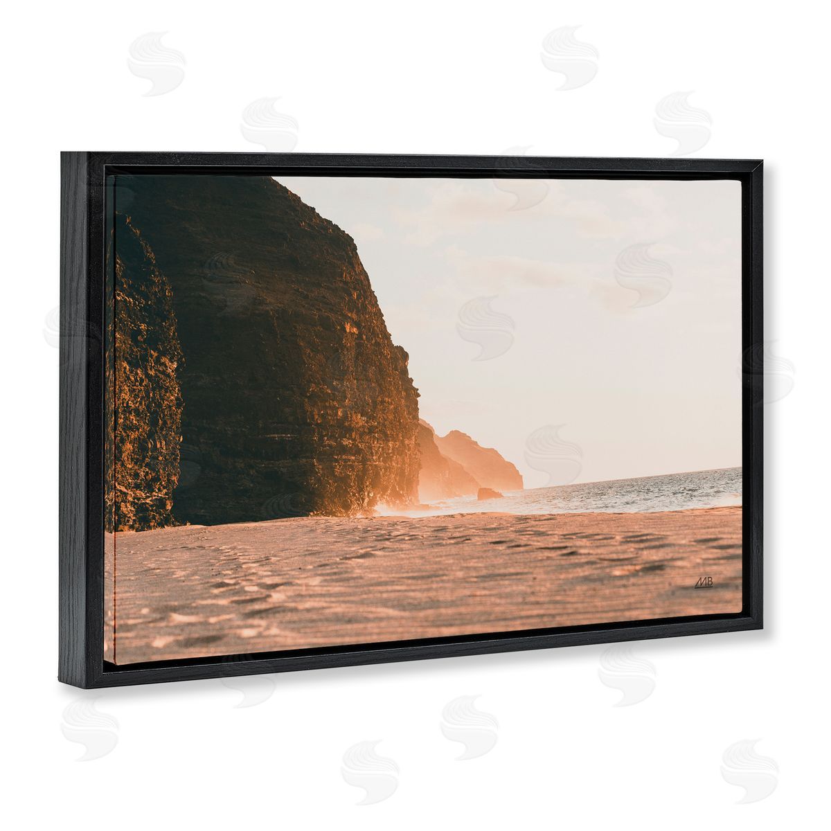 Max Blakesberg Studios Hawaiian Glow Shoreline Black Floating Frame Canvas Wall Art Print