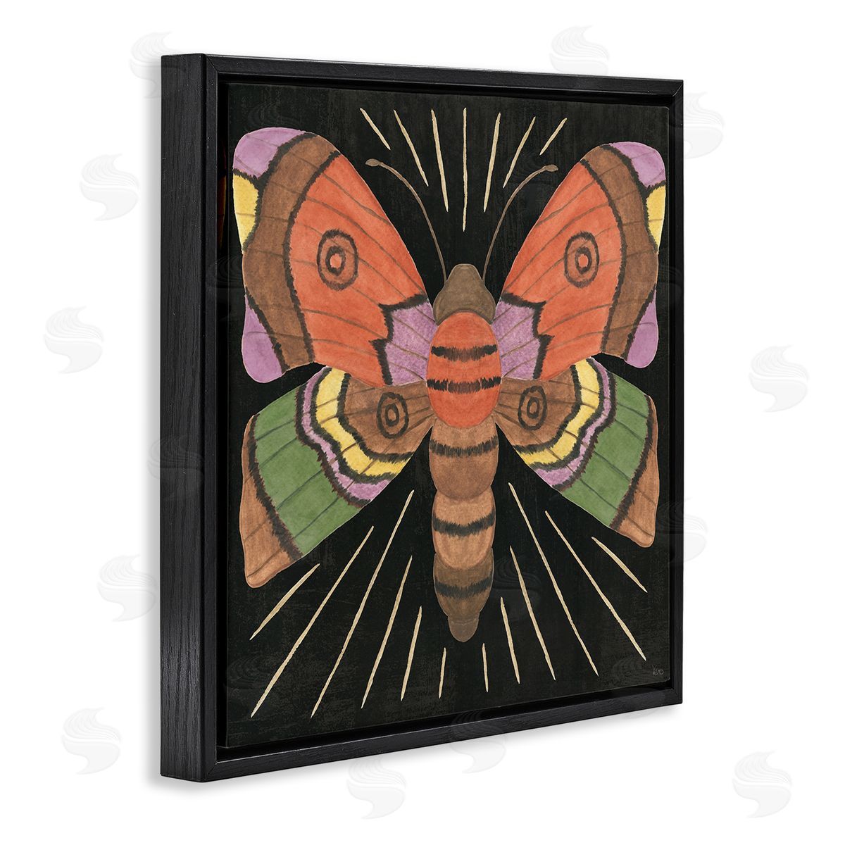Veronique Charron Spooky Chic Moth Black Floating Frame Canvas Wall Art Print