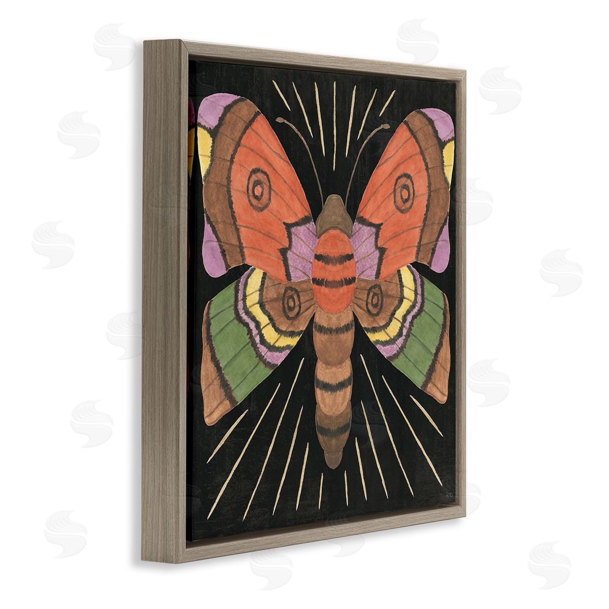 Veronique Charron Spooky Chic Moth Brown Floating Frame Canvas Wall Art Print