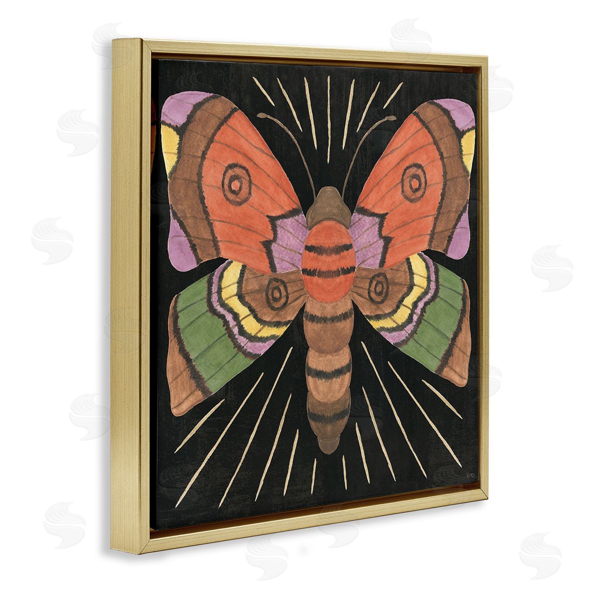 Veronique Charron Spooky Chic Moth Gold Floating Frame Canvas Wall Art Print