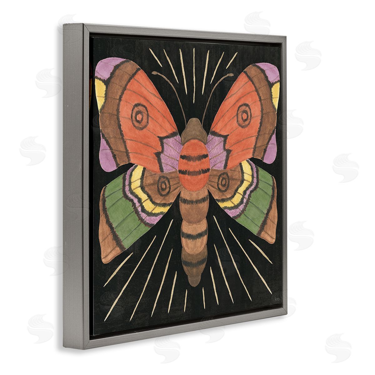 Veronique Charron Spooky Chic Moth Gray Floating Frame Canvas Wall Art Print