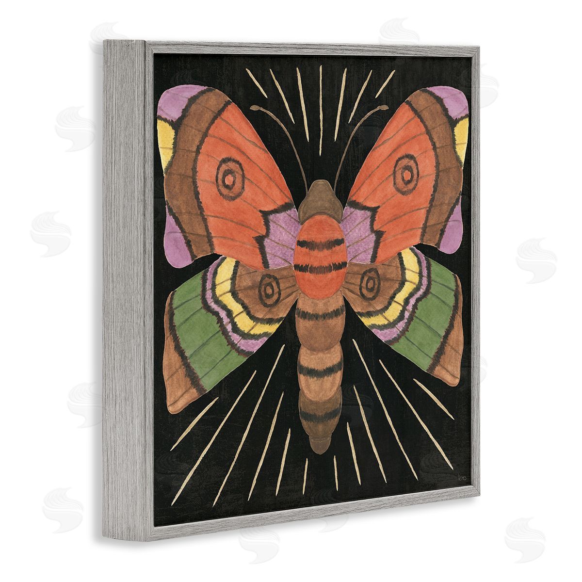 Veronique Charron Spooky Chic Moth Gray Framed Giclee Wall Art Print