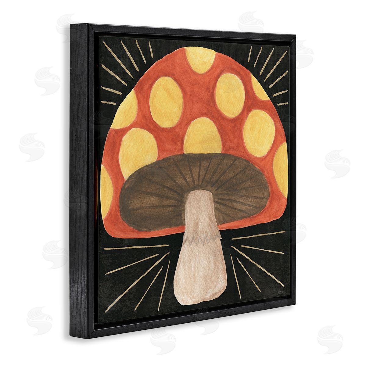 Veronique Charron Spooky Chic Mushroom Black Floating Frame Canvas Wall Art Print