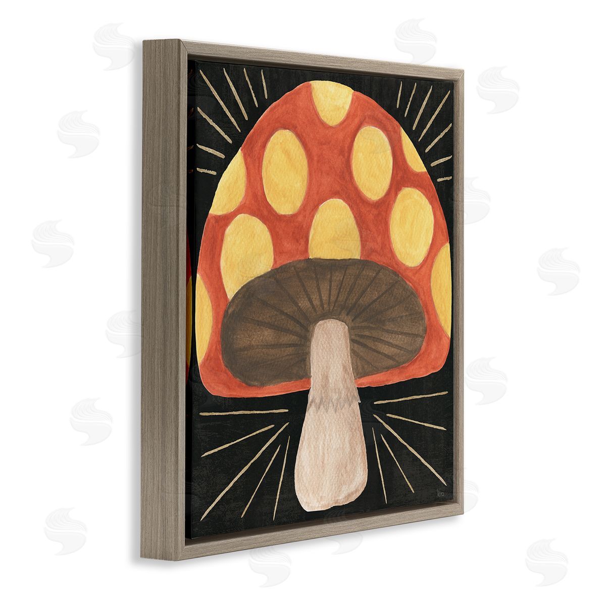 Veronique Charron Spooky Chic Mushroom Brown Floating Frame Canvas Wall Art Print