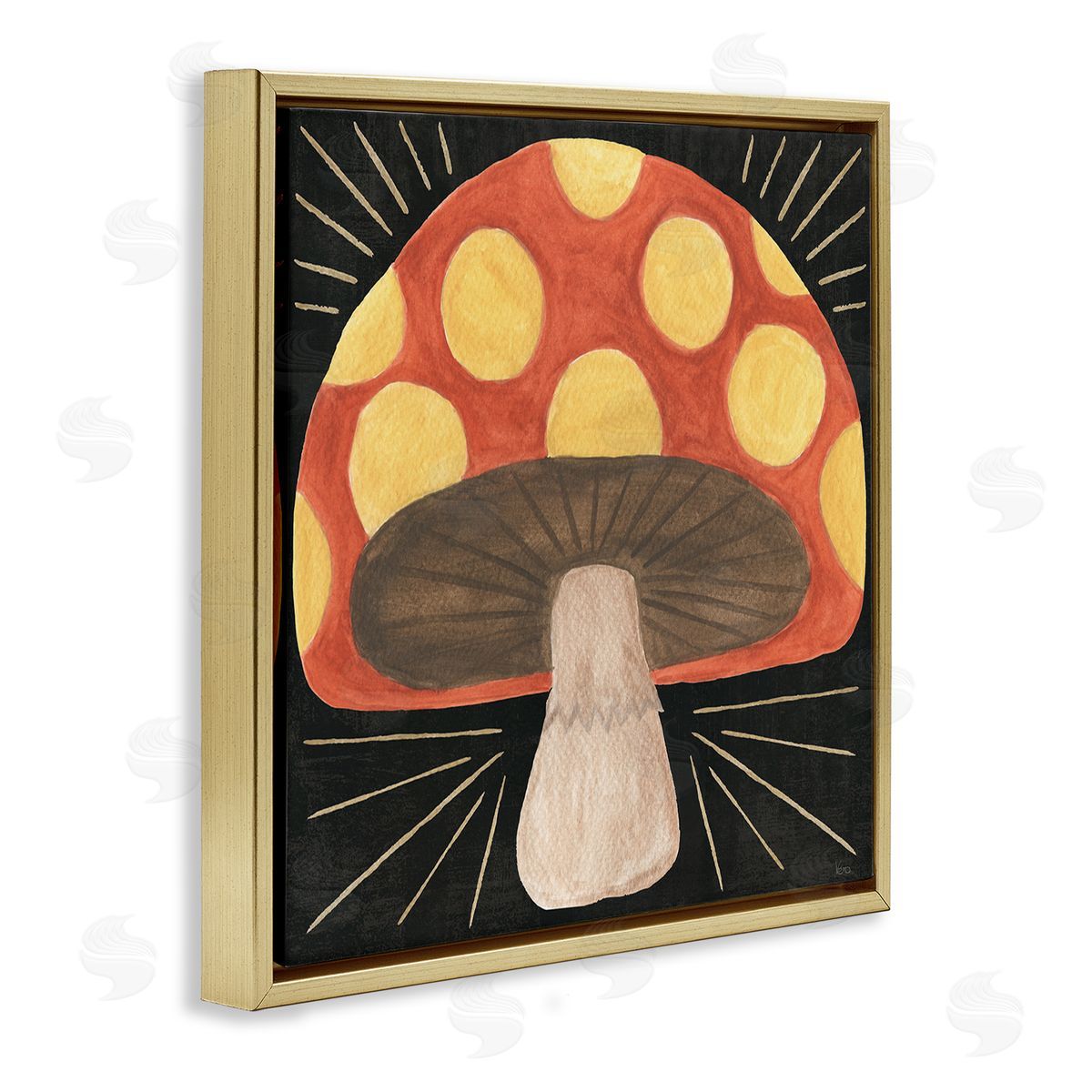 Veronique Charron Spooky Chic Mushroom Gold Floating Frame Canvas Wall Art Print