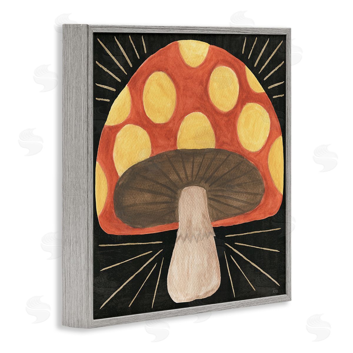 Veronique Charron Spooky Chic Mushroom Gray Framed Giclee Wall Art Print