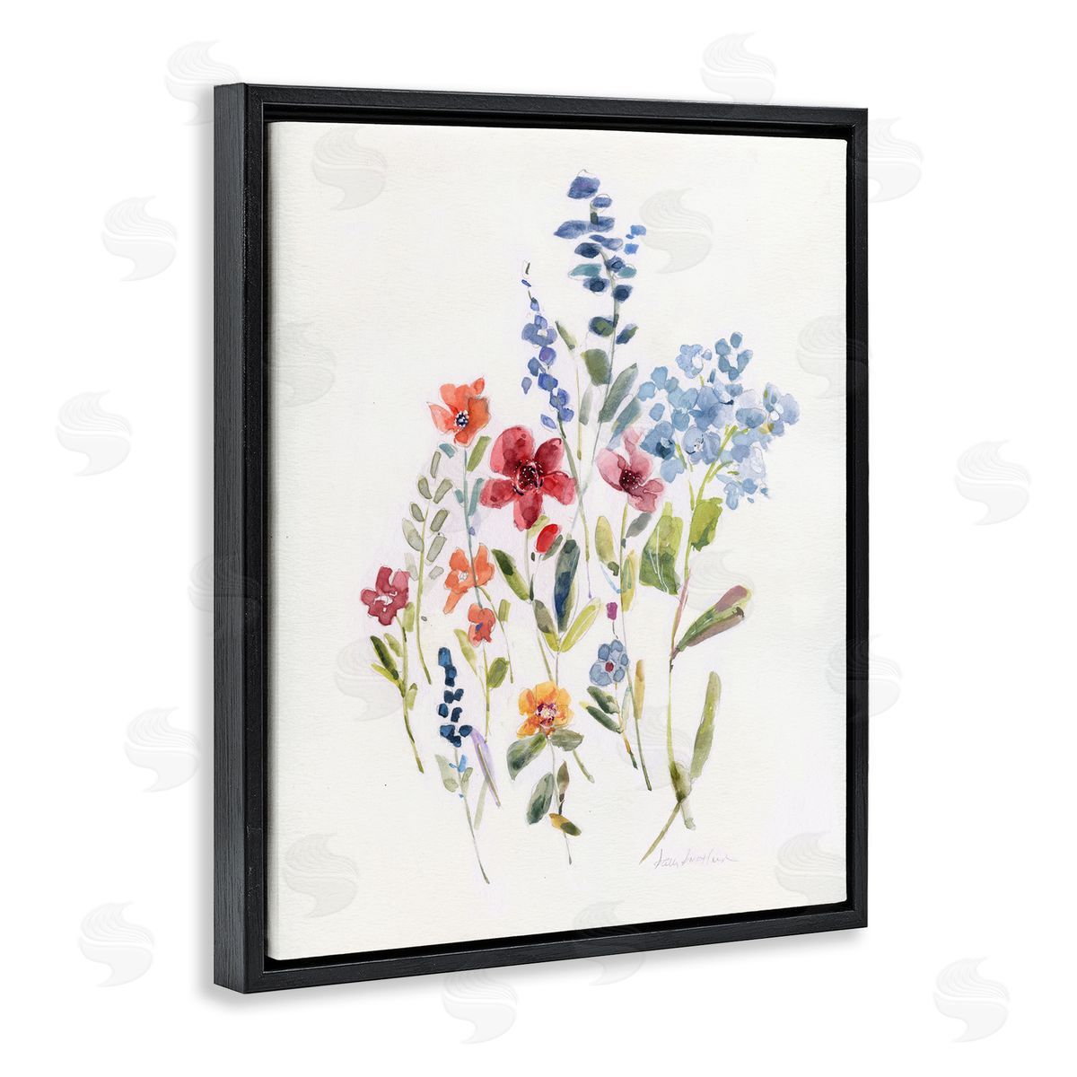 Sally Swatland Blooming Wildflower Buds Black Floating Frame Canvas Wall Art Print
