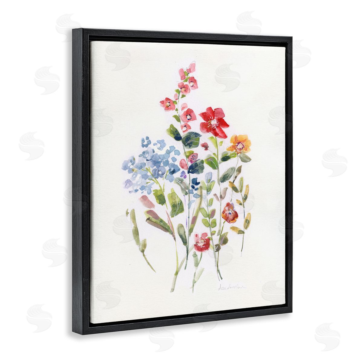 Sally Swatland Mixed Wildflower Buds Black Floating Frame Canvas Wall Art Print