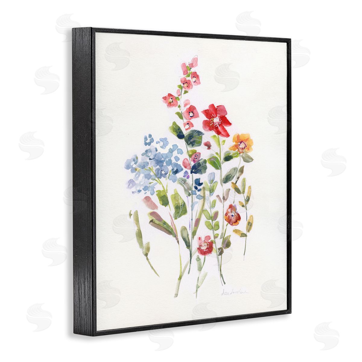 Sally Swatland Mixed Wildflower Buds Black Framed Giclee Wall Art Print