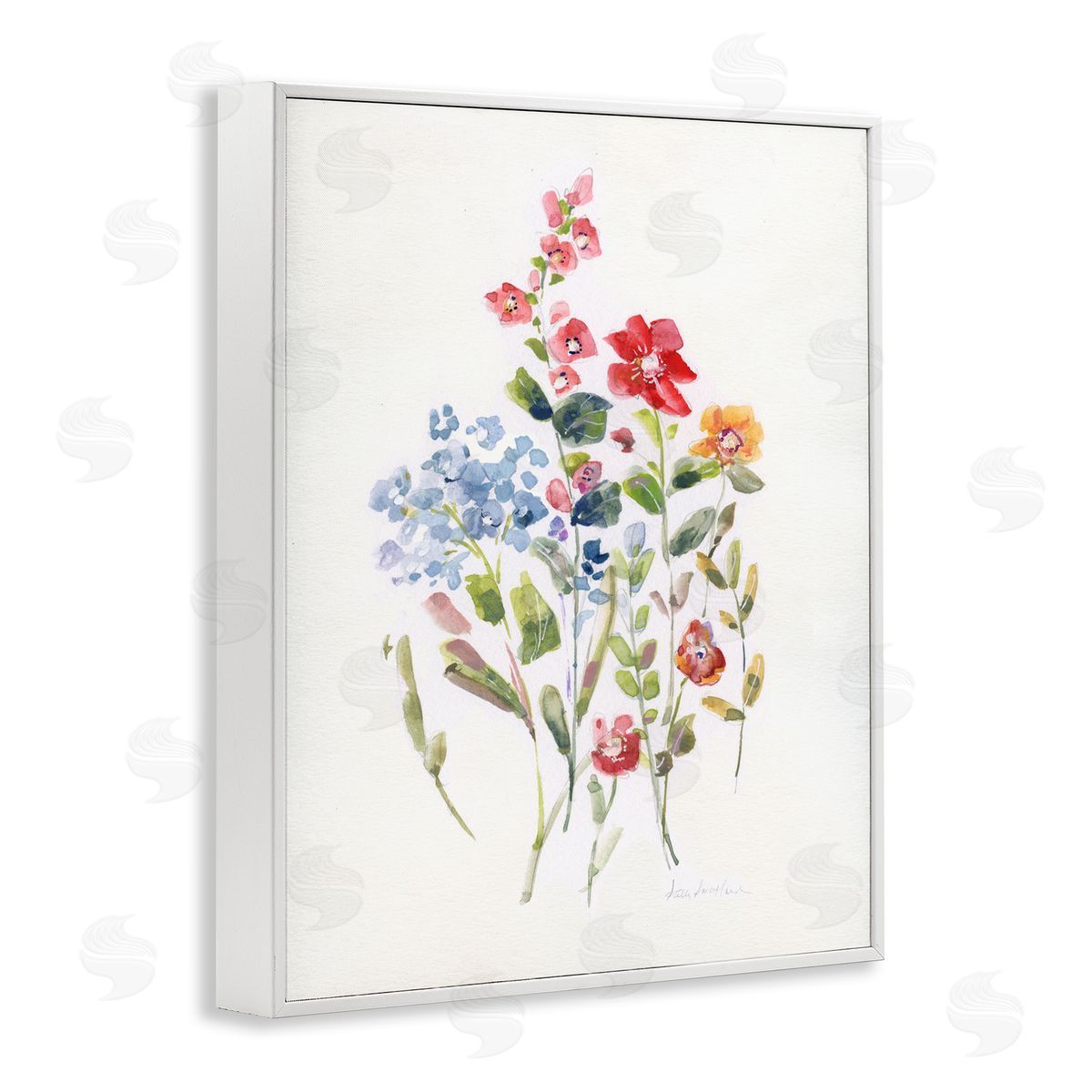 Sally Swatland Mixed Wildflower Buds White Framed Giclee Wall Art Print