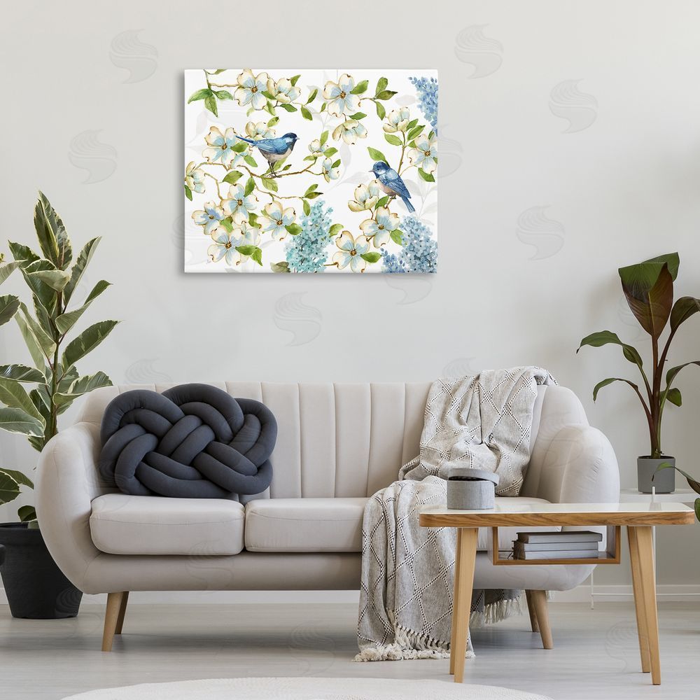 Nan Dogwood & Bluebirds Canvas Wall Art Print in Room