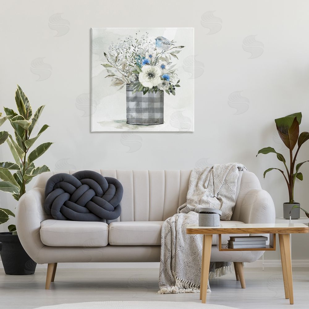 Carol Robinson Country Plaid Flower Vase Canvas Wall Art Print in Room